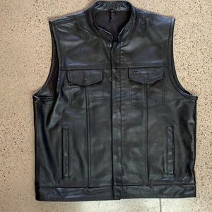 Street & steel redwood leather vest